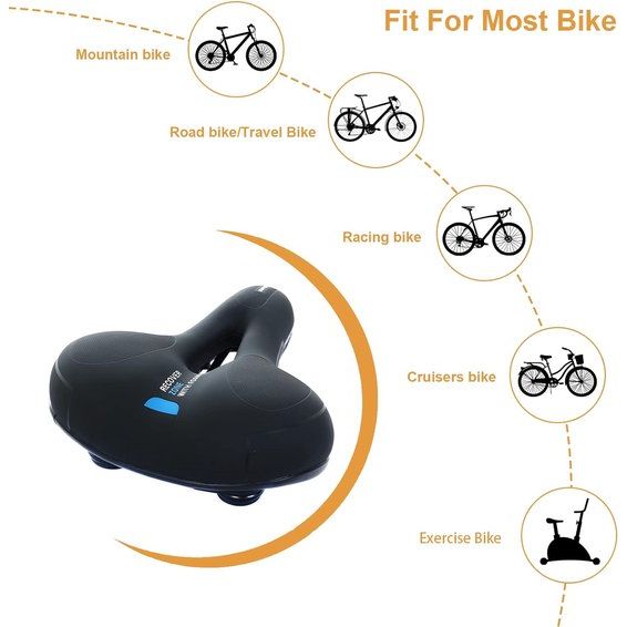 Fietszadel fietsstoeltje, breed, zacht, comfortabel, ergonomisch, waterdicht, schokabsorberend, ademend, voor dames en heren, voor stadsfiets, mountainbike, racefiets, e-bike, met gereedschap voor montage