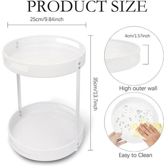 Kruidenrek, kruidenhouder, draaibare plaat, kruidenorganizer 2 niveaus, draaibaar keukenrek, keukenorganizer, draaibaar keukenrek, kruidenrek van kunststof voor specerijen, olie, kruidenflessen