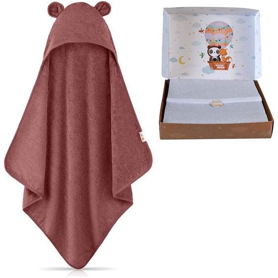 Handdoek met capuchon baby extra dik, warm en zacht, 75x75cm babyhanddoek capuchon (100% bamboe), rode handdoek geboorte met leuke geschenkverpakking (paar-rood)