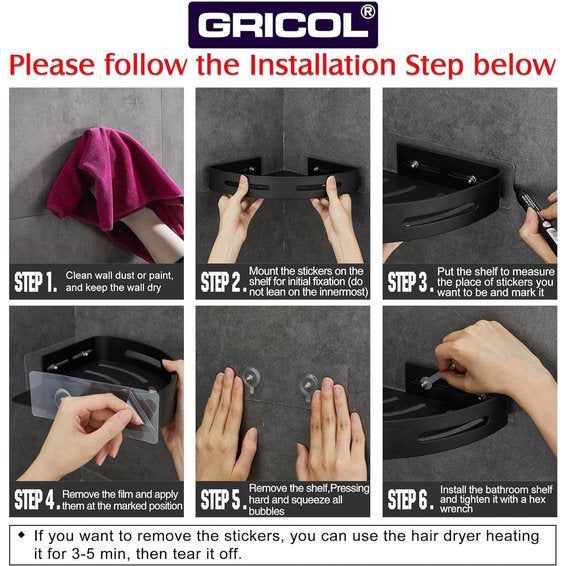 Hoekplank, douchemand, doucheplank, zonder boren, doucheplank, ruimte-aluminium, met 4 haken, doucheplank, badkamerrek met sticker, badkamerrek voor badkamer en keuken, 2 etages, zwart