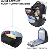 Laptoprugzak voor heren, 17,3 inch, zakelijke reisrugzak, handbagage, waterdicht, met harde veiligheidsruimte, oplaadaansluiting, RFID-tas voor mannen, vrouwen, universiteit, school, zwart,