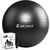 Anti-Burst Gym Ball + Pomp met draagvermogen tot 500 kg Core Training Fitness Yoga Pilates Ball - 55 65 75 cm, zwart, 75cm