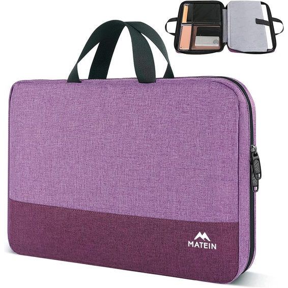 Laptoptas 15,6 inch, TSA-vriendelijke laptophoes 15/6, waterafstotende laptoptas met vakken en vakken, compatibel met notebook, cadeau voor vrouwen, paars
