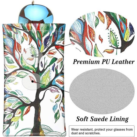 Brillenkoker, 2 stuks draagbare zonnebrillen etui met kliksluiting brillenkoker zachte bril beschermhoes leesbrillenetui voor dames met reinigingsdoekje