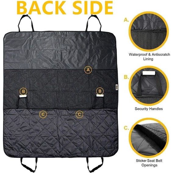 Waterdichte autodeken, 150 x 144 cm, hondendeken, achterbank, anti-slip deken voor hond en auto, met gratis veiligheidsgordel en draagtas voor auto's, trucks, bestelwagens