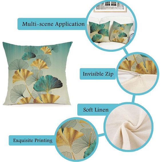 Kussensloop 40 x 40 cm, set van 4 outdoor kussens, sierkussens, linnen kussenhoezen, geometrisch patroon, kussenhoezen voor bank, woonkamer, sierkussen, 40 x 40 cm