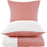 Puzzle beddengoed 135 x 200 cm, 4-delig, donkeroranje, ademend, renforcé beddengoedset met 2 x dekbedovertrek 135 x 200 cm + 2 x kussensloop 80 x 80 cm, bedlinnen donkeroranje