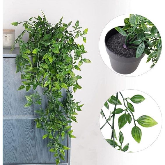 Pakket van 3 kunstmatige hangplanten met potten 63cm 78cm 80cm Kunstplanten Vine Kunstmatige hangende klimopplanten Binnen in potten voor thuis, binnen en buiten