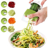 Spiralizer, 4-in-1 groentesnijder, handspiralizer, groenten, groenteschaaf voor groentespaghetti, wortel, komkommer, pompoen, courgette, aardappelen.