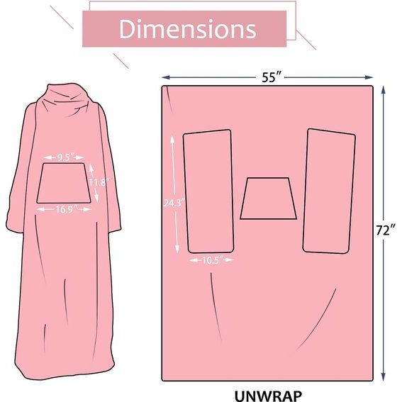 Catalonia Classy Draagbare deken met mouwen, cadeau voor volwassenen vrouwen mannen, extra zachte warme knuffelige micro-pluche lichte fleece knuffelige lichaamsdeken, tv-wrap sprei deken met tas