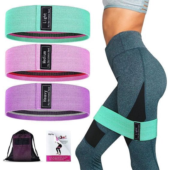 Fitnessband, weerstandsbanden, Stofweerstandsbanden, antislip, Sportenbanden, elastische fitnessbanden voor Mannen / Vrouwen, Bootband voor spieropbouw / Yoga / Heuptraining / crashtraining