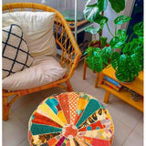 Bohemian Kruk Ottomaanse Hoes -60x20 cm - Luxe Kruk met Handgemaakte Kamerdecoratie voor Meditatie, Yoga en Boho Chic Zithoek Kruk