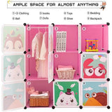 Uitbreidbaar kinderrek kinderkledingkast traprek boekenrek met deuren, diepere vakken dan normaal (45 cm vs. 35 cm), 110 x 47 x 110 cm roze