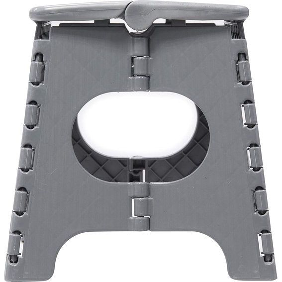 Kleine opvouwbare kruk | Opvouwbare kruk voor kinderen en volwassenen | Draagbare en opvouwbare vouwkruk | 150kg draagvermogen | Kruk voor keuken, badkamer, camping, tuin | 27 cm hoog | Grijs