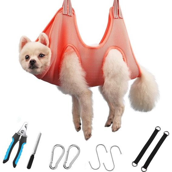 Hondenverzorgingshangmatset voor kleine honden en katten Pet Claw Grooming Kit - XS-maat, hangend harnas voor nageltrimmer, klauwtrimmer, huisdierverzorging