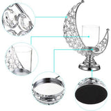 Maanvorm Kristal Theelichtje van glas Metaal Kaarshouder Kaarshouder Kaarshouder voor thuiskantoor Bruiloft Kerstdiner Tafeldecoratie voor stompkaars Zilver