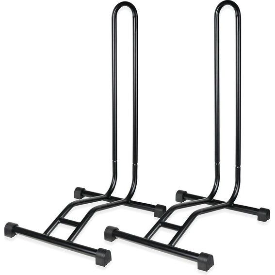 2 stuks fietsstandaard in zwart of zilver, vloerstandaard, vrijstaand, wielstandaard, 38 x 42 x 75 cm, kleur: zwart