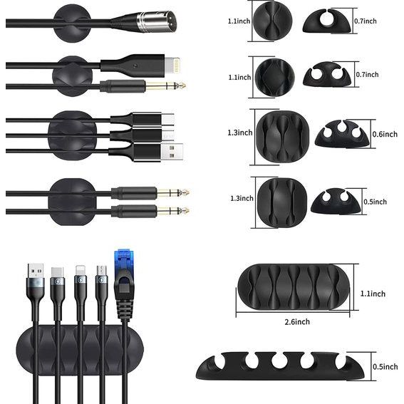 Kabelmanagement 142 stuks, 100 kabelbinders, 10 zelfklevende tapes, 10 siliconen kabelhouders, 10 kabelhouders, 10 kabelklemmen, 10 kleine basishouders