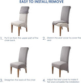 Stoelhoezen, 4 stuks, elegante stoelhoezen, stretch, elastische spandex, XL, universele stretchhoes, afneembaar, wasbaar, voor hotel, grote eetkamerstoelen, 4 stuks, grijs, XL