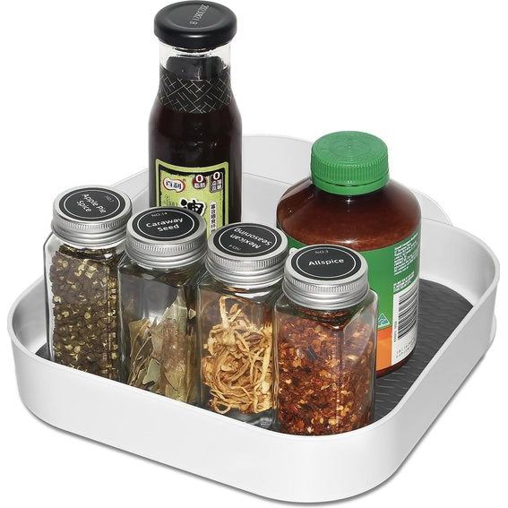 Lazy Susan Draaitafel Kastorganisator voor Hoekkast - Roterend Vierkant Kruidenrek voor Keukenopslag en Organisatie, Antislip Koelkastorganizer