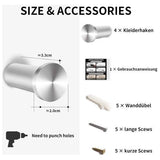 Kapstokken Zilveren Kapstokken Robuuste Muurhaken Handdoekhaken voor Boren voor Muur, Badkamer, Keuken, Slaapkamer 4 Packs