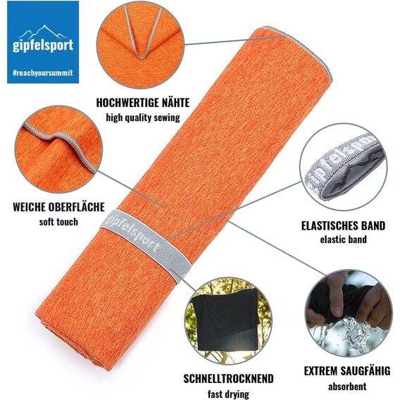 Microvezel handdoek, voor sauna, fitness en sport - strandhanddoek, sporthanddoek - 50x30cm - Oranje Gepatroneerd