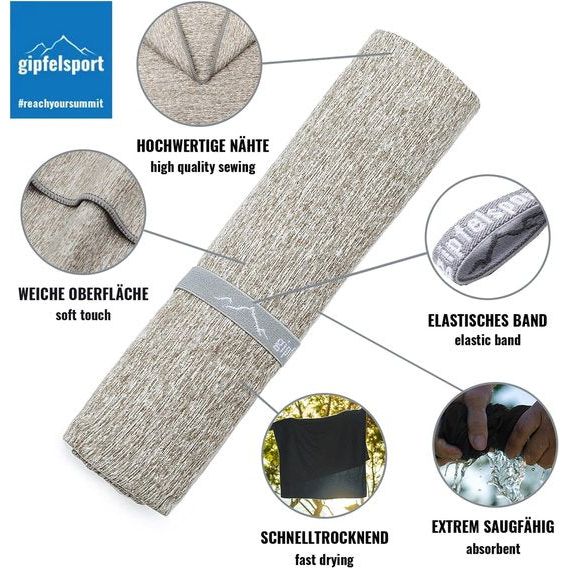 Microvezel handdoek, voor sauna, fitness en sport - strandhanddoek, sporthanddoek - 50x30cm - Lichtgrijs