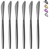 Tafelmes 6-delig, roestvrijstalen matzwart tafelmes, robuust botermes, modern design botermes, vaatwasmachinebestendig (matzwart-8,9 inch)