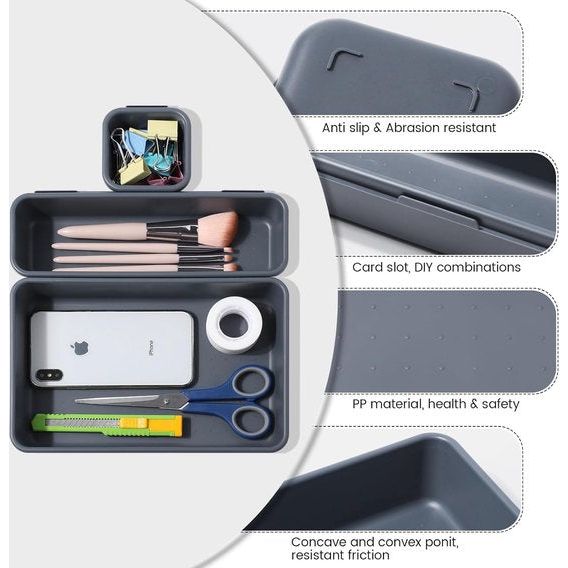 Lade-organizer, opbergsysteem, 32-delige lade-organizer voor kantoor, 3 maten, antislip lade-organizer voor bureau, badkamer, keuken, gebruiksvoorwerpen