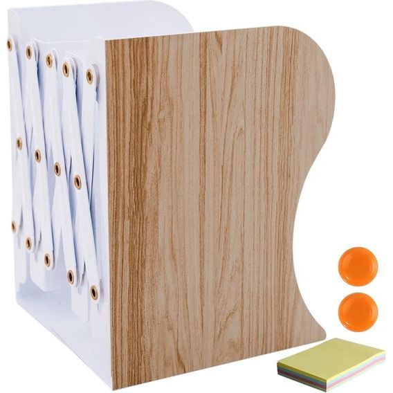 Bookends, Adjustable Bookends, Metal Bookends, Expandable Book Holder, Book Support for Shelf, Wood Imitation Bookends Metal for Desk, Extendable to 49.8 cm (1 Piece)