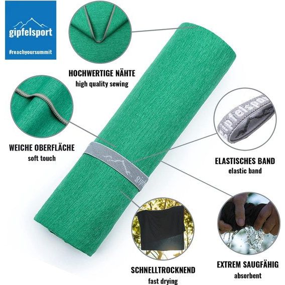 Microvezel handdoek, voor sauna, fitness, sport - strandhanddoek, sporthanddoek - 50x30cm - Groen
