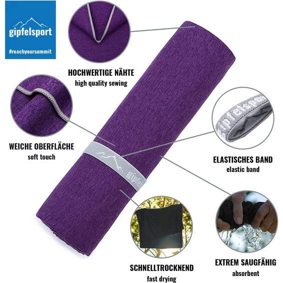 Microvezel handdoek, voor sauna, fitness en sport - strandhanddoek, sporthanddoek - 50x30cm - Paars Gepatroneerd