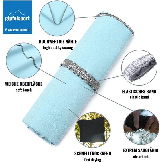Microvezel handdoek, voor sauna, fitness en sport - strandhanddoek, sporthanddoek - 140x70cm - Turqoise