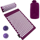 Acupressuurset Acupressuurmat met kussen - Acupressuurkussen Massagemat met 2 stuks Massageballen Goed voor verlichting van hoofd-nekpijn, pijnverlichting, bloedcirculatie met draagtas