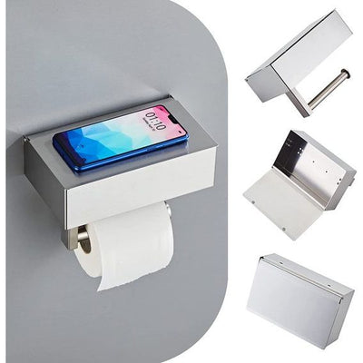 Toiletrolhouder met plank, wandmontage 304 roestvrijstalen