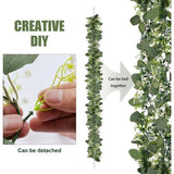 Eucalyptusdecoratie, 4 pakken, 1,5 m lange kunstmatige eucalyptusslinger met witte gipskruidbloemen, kunstmatige hangplant voor bruidsboeket