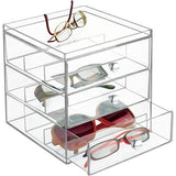 Opbergdoos voor brillen - brillenhouder voor brilopslag in 3 laden - voor brillen, zonnebrillen en leesbrillen - doorzichtig