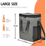 Flessentas voor 6 flessen Koeltas Geïsoleerde wijntas Draagbare wijnkoeltas met riem voor picknickfeest BBQ Camping Wijnproeven Grijs 27 x 16 x 33 cm