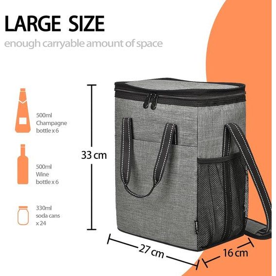 Flessentas voor 6 flessen Koeltas Geïsoleerde wijntas Draagbare wijnkoeltas met riem voor picknickfeest BBQ Camping Wijnproeven Grijs 27 x 16 x 33 cm