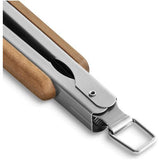 lange roestvrijstalen barbecuetang (45 cm), acaciahouten handvat, barbecueaccessoires, ophangogen, gratis recept (PDF).