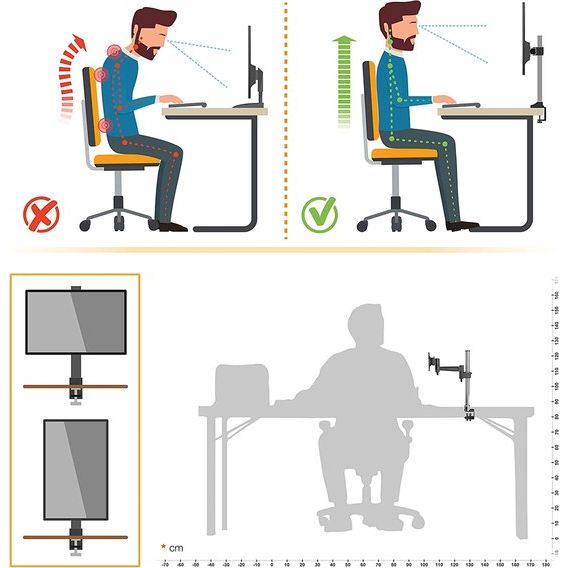 RICOO Monitorhouder tafel, VESA tafelhouder voor 13-30 inch, monitorhouder 1 monitorarm TS2211, beeldschermhouder kantelbaar zwenkbaar monitorarm beeldschermhouder houder monitorhouder