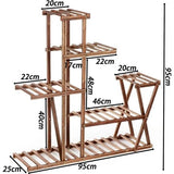 Plantenrek, hout, bloemenrek, 5 niveaus, bloementrap, tuin, houten plant, bloemenstandaard, plantenstandaard voor binnen, balkon, woonkamer, outdoor, tuin, 95 x 95 x 25 cm