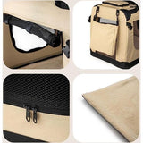 Hondentransportbox, hondentas, hondenbox, opvouwbare tas voor kleine dieren, (L) 70x52x50 cm beige