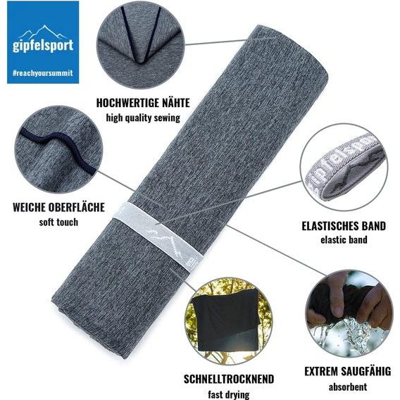 Microvezel handdoek, voor sauna, fitness en sport -strandhanddoek, sporthanddoek - 200x90cm - Antraciet