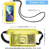 Waterdichte tas heuptas beschermhoes met waterdichte mobiele telefoonhoes, universele strandtas met mobiele telefoonzak, waterdicht voor watersport, strand, zwemmen, varen (geel)