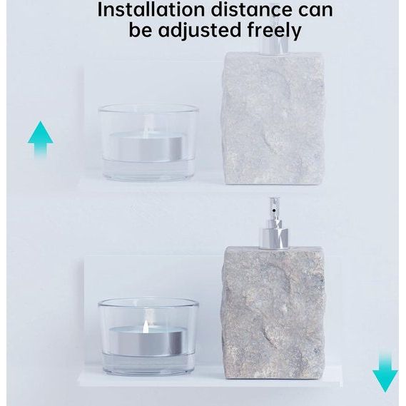 Wandrek, wit, zonder boren, zelfklevende planken, groot voor muren, 20 cm breed, rek zonder te boren, set van 2, acryl zwevende plank voor badkamer, woonkamer, slaapkamer, keuken, kantoor