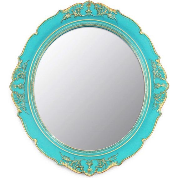 Decoratieve spiegel Vintage spiegel 14,7 "x 13,3" ovale spiegel blauw Decoratieve spiegel Vintage spiegel 14,7 "x 13,3" ovale spiegel blauw
