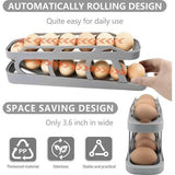 Eierhouder voor koelkast, 2-laags rollende eierenopslagkoelkast, antislipbasis koelkastorganizer eieren (grijs)