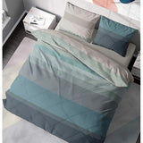 Beddengoed 135 x 200 cm, 2-delig dekbedovertrek - beddengoedsets 135 x 200 cm met 1 kussensloop 80 x 80 cm, ademend katoen met ritssluiting, blauw-lichtblauw, zacht en strijkvrij