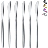Tafelmes, 6-delig, roestvrij staal mat zilver tafelmes, robuust botermes, modern design botermes, vaatwasmachinebestendig (mat zilver, 8,9 inch)